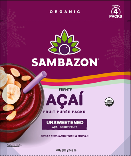 Sambazon Unsweetened Açaí Superfruit Packs 400g (4x100g)